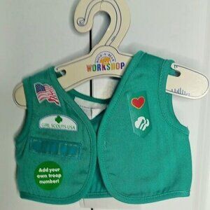 2 Build-A-Bear Workshop Girl Scout Junior Uniform Vest, GREEN- NEW WITH TAGS